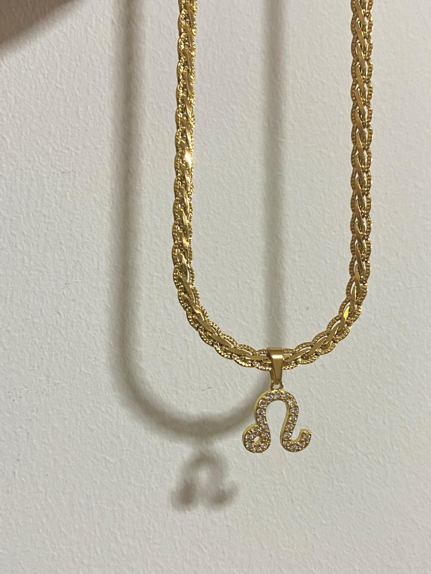Vintage 18k Gold Plated Diamond Zodiac Necklaces