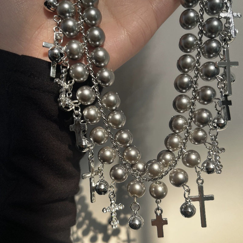 Yenni Double-layer Gray Pearl Choker