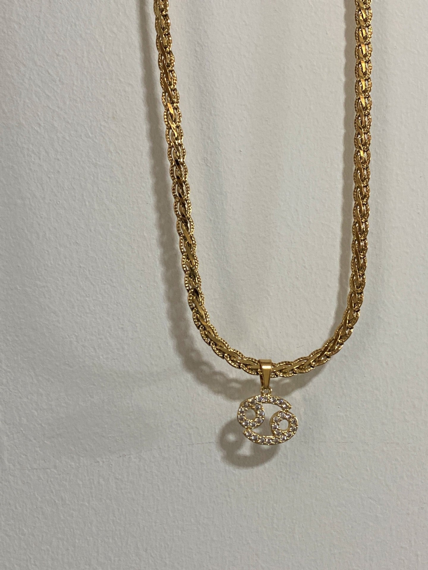 Vintage 18k Gold Plated Diamond Zodiac Necklaces