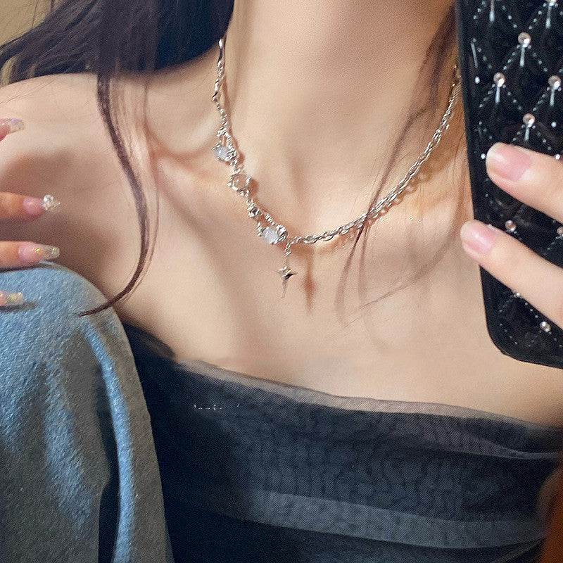 White Moonlight: Cross Zircon Necklace