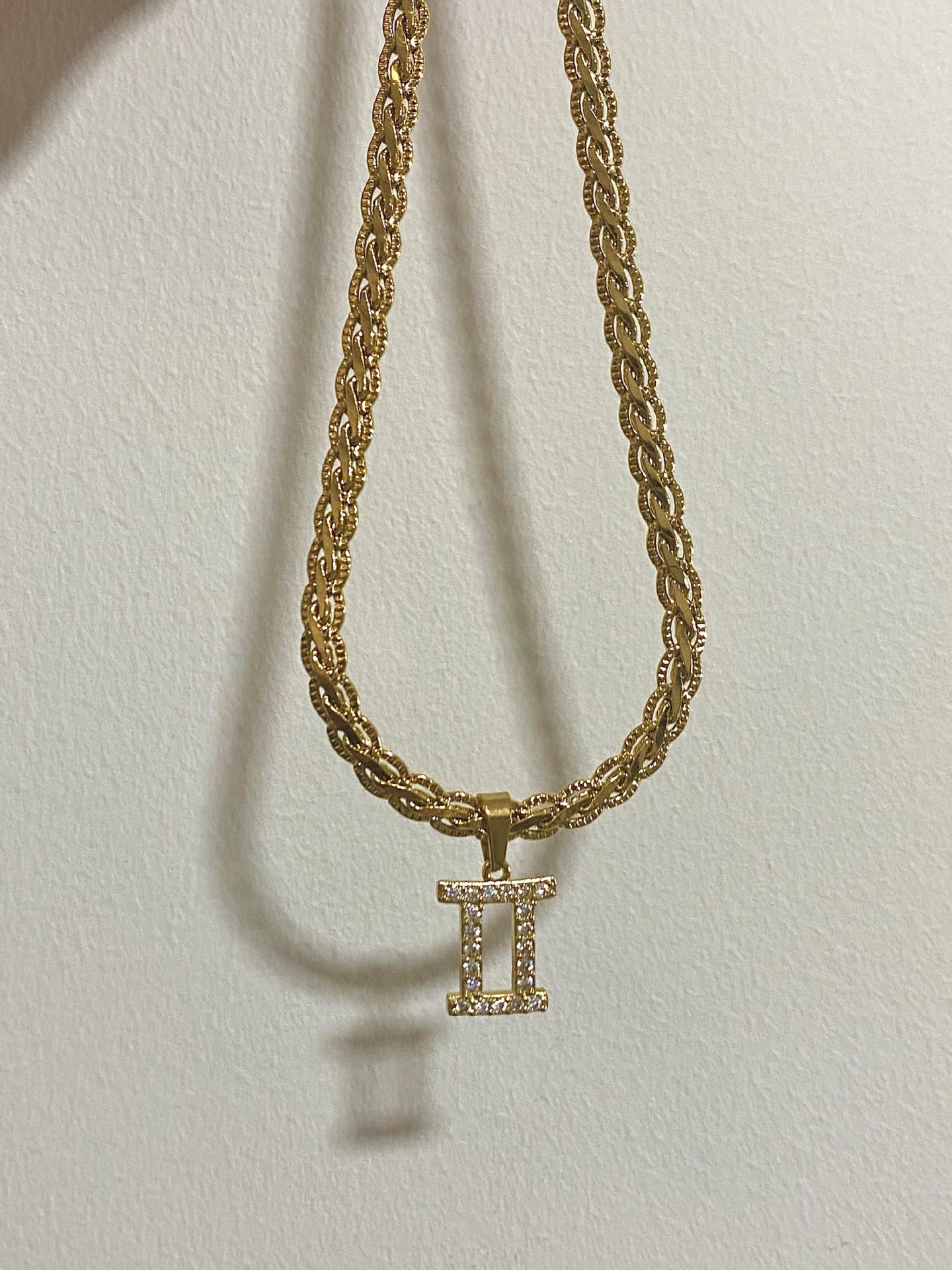 Vintage 18k Gold Plated Diamond Zodiac Necklaces