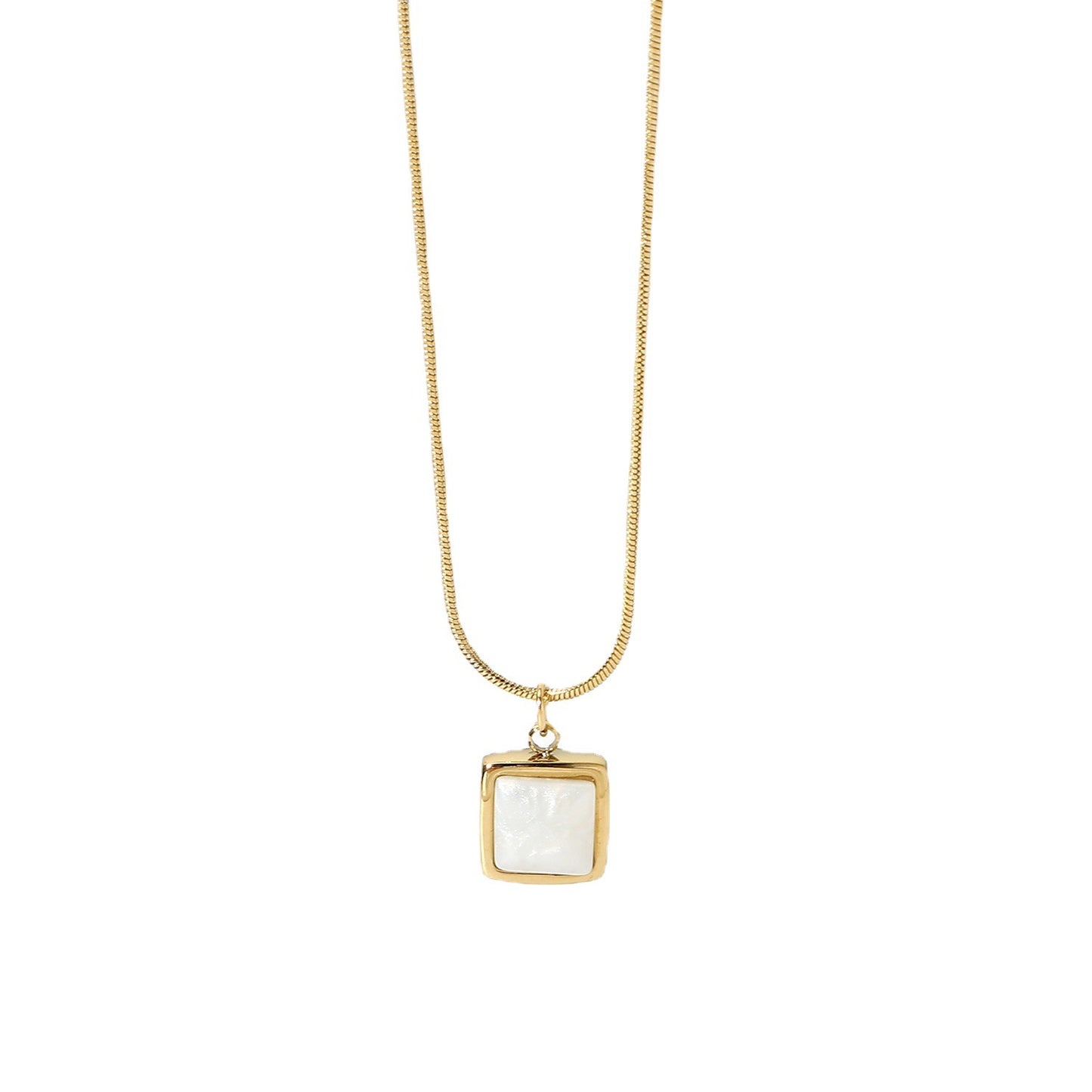 Aria Gold Plated Square Jade Pendant