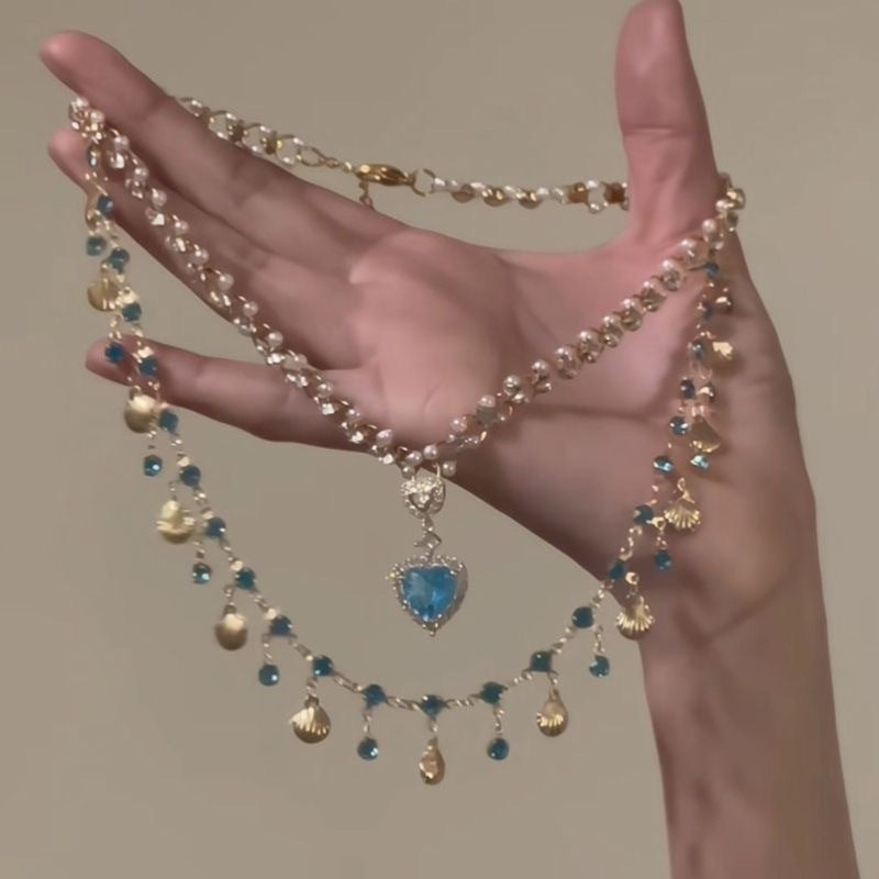 Kylie Aquamarine Tassel Necklace