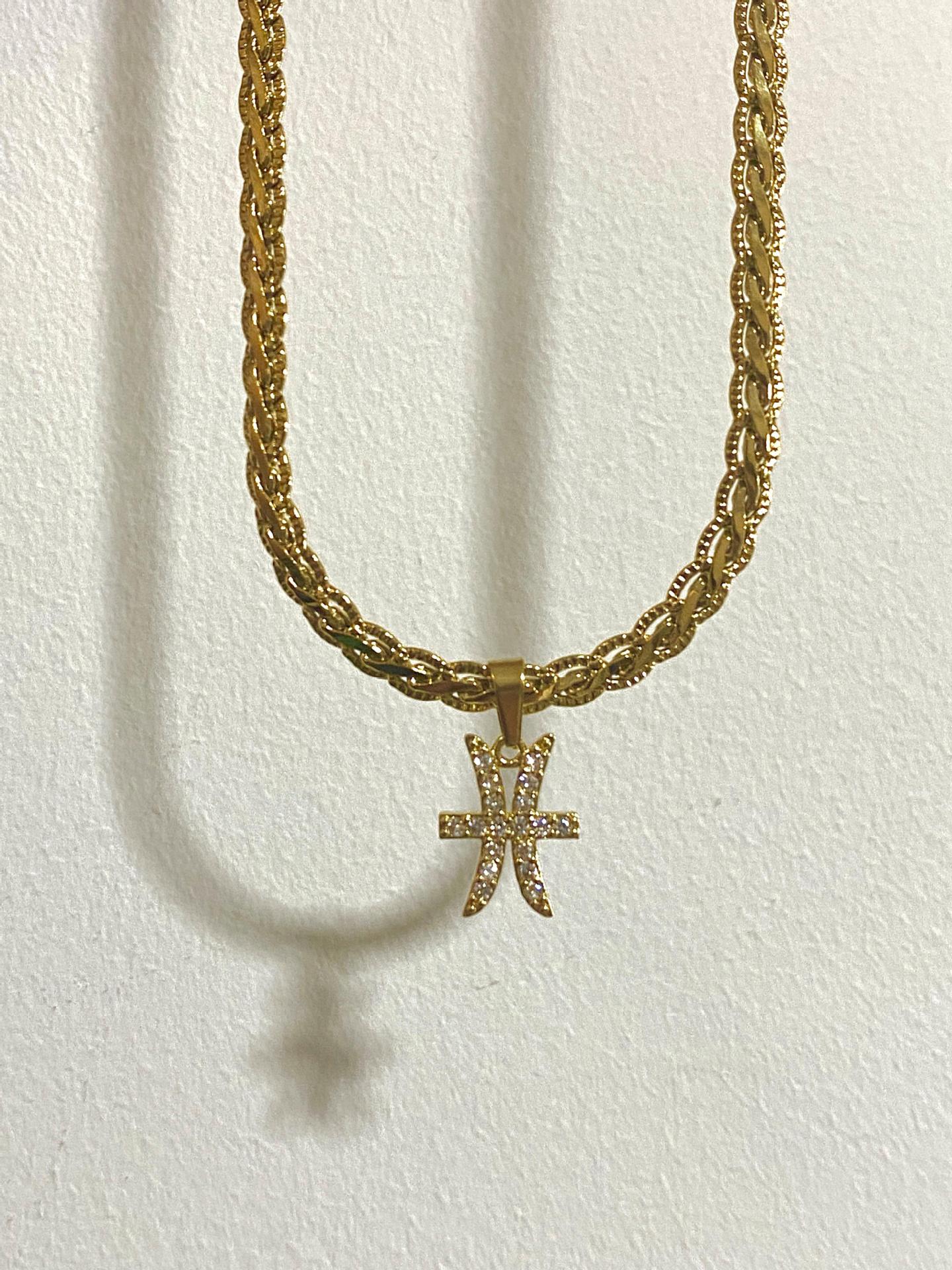 Vintage 18k Gold Plated Diamond Zodiac Necklaces