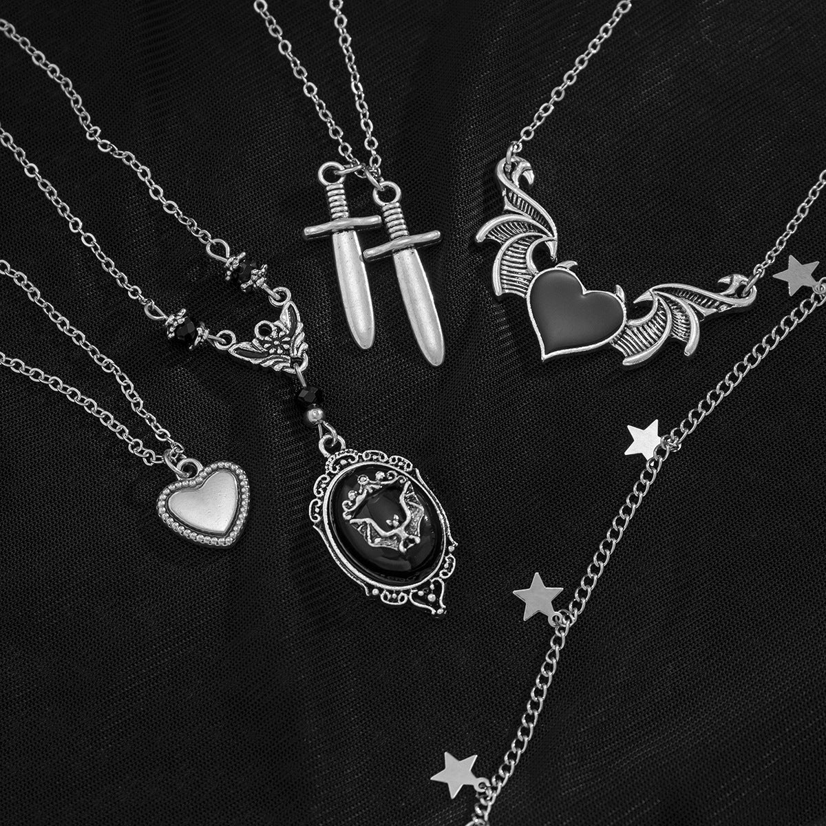 Dagger through My Heart & Wings: Chain Necklace Set