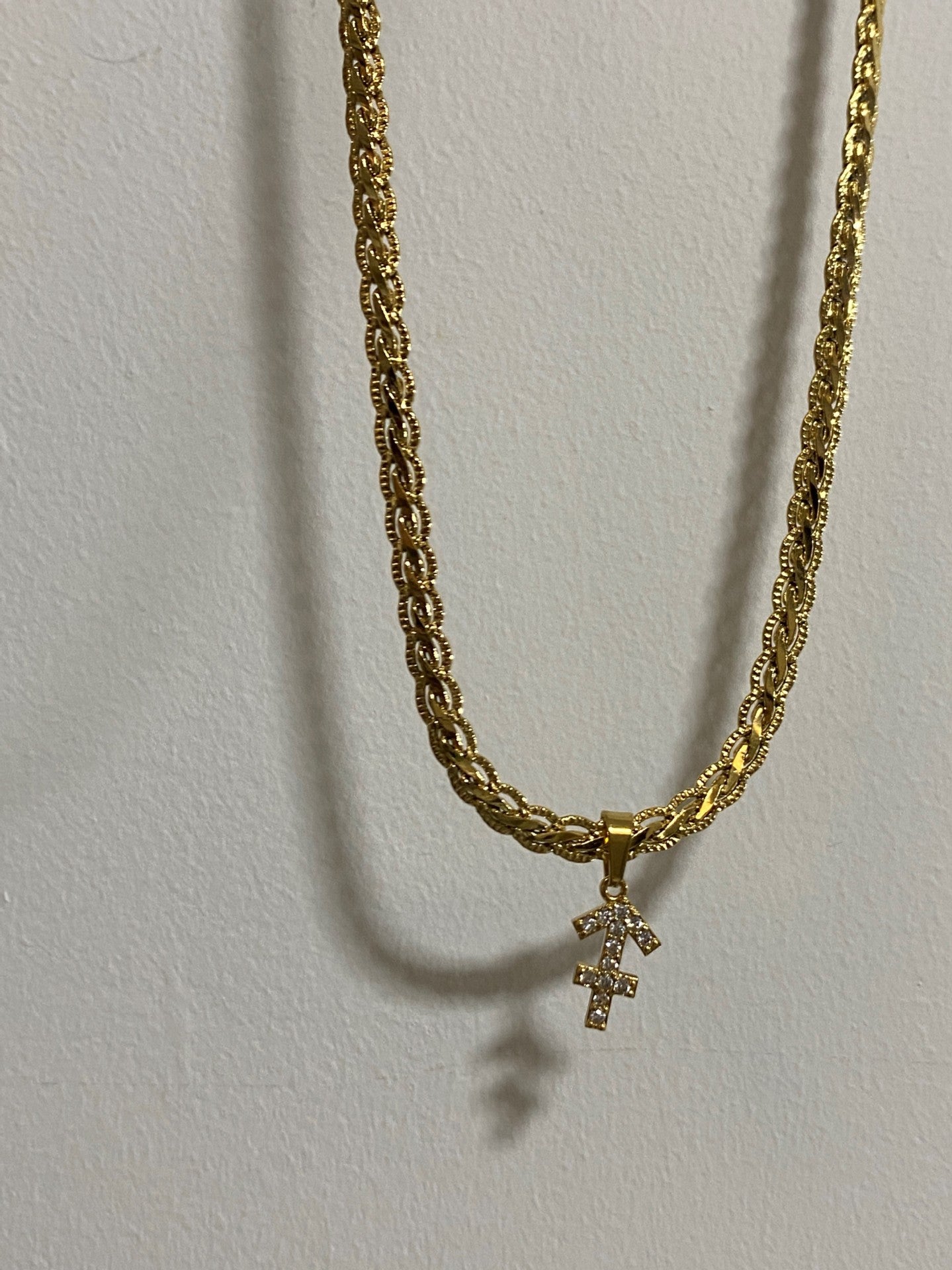 Vintage 18k Gold Plated Diamond Zodiac Necklaces
