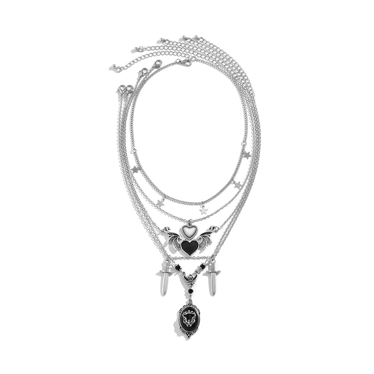 Dagger through My Heart & Wings: Chain Necklace Set