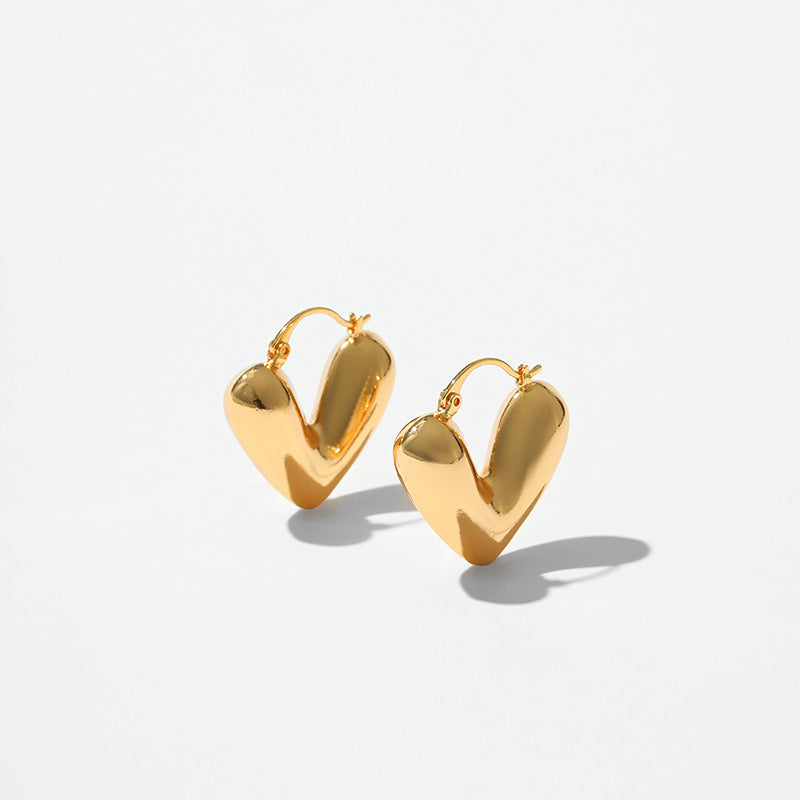 Heart Metal Texture Frosty Style Earrings