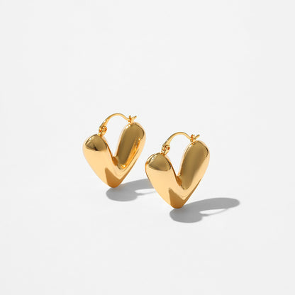 Heart Metal Texture Frosty Style Earrings