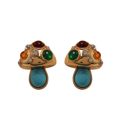 Turquoise Mushroom Color Gemstone Earrings