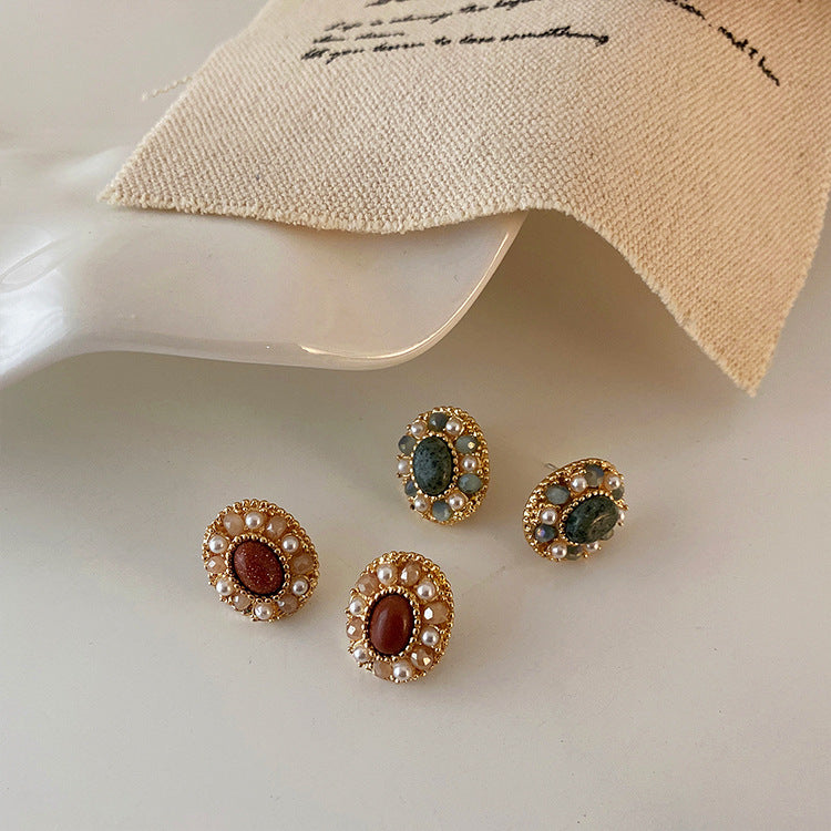 Eva Crystal Pearl Stud Earrings