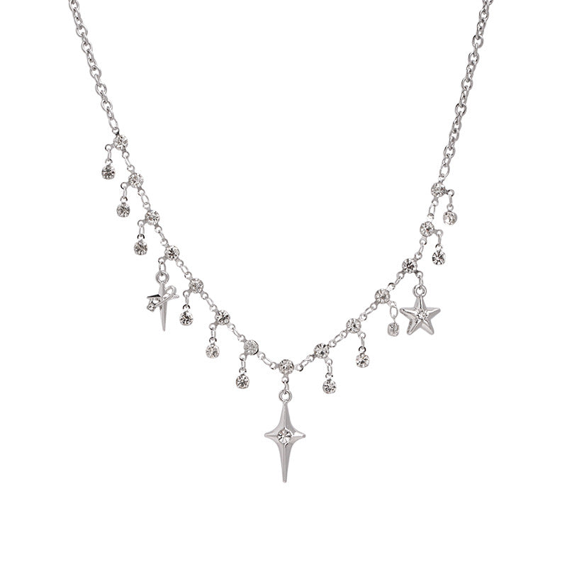 Camila Four-Point Star Cross Tassel Necklace