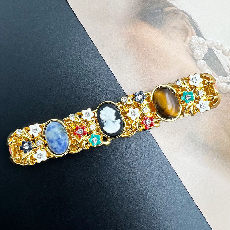 Vintage Camio Embossed Gem  Bracelet