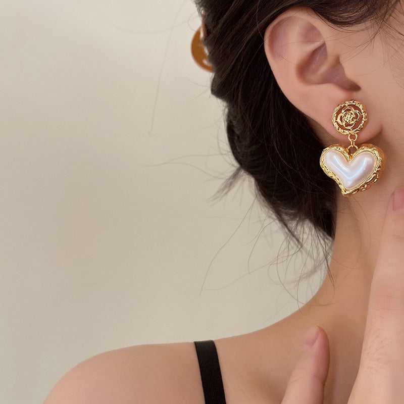 Emma Flower & Heart Dangle Earrings