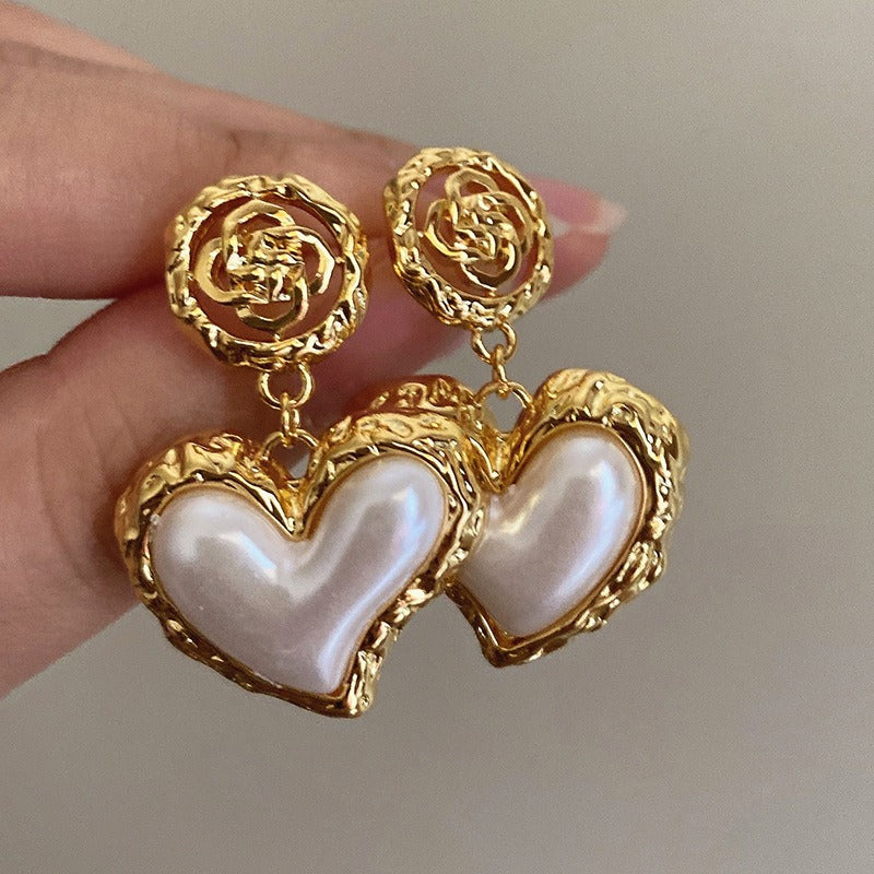 Emma Flower & Heart Dangle Earrings