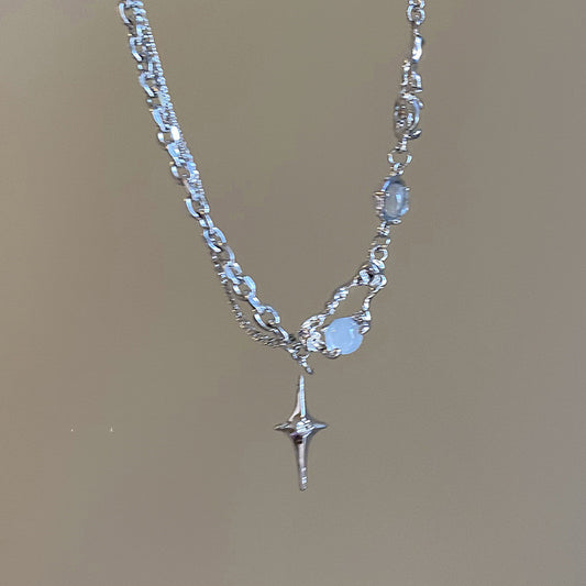 White Moonlight: Cross Zircon Necklace