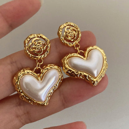 Emma Flower & Heart Dangle Earrings
