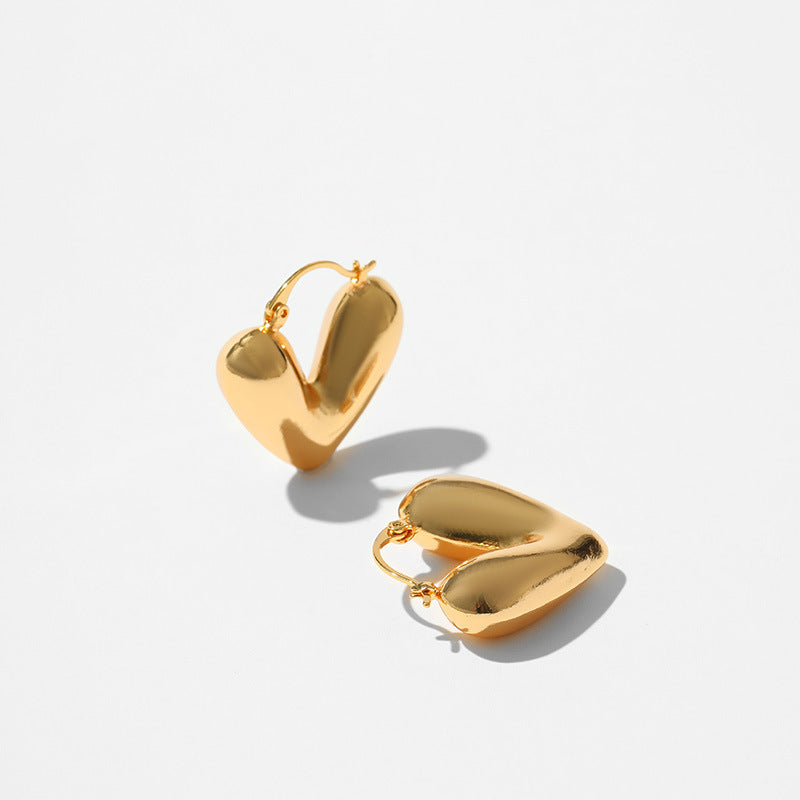 Heart Metal Texture Frosty Style Earrings