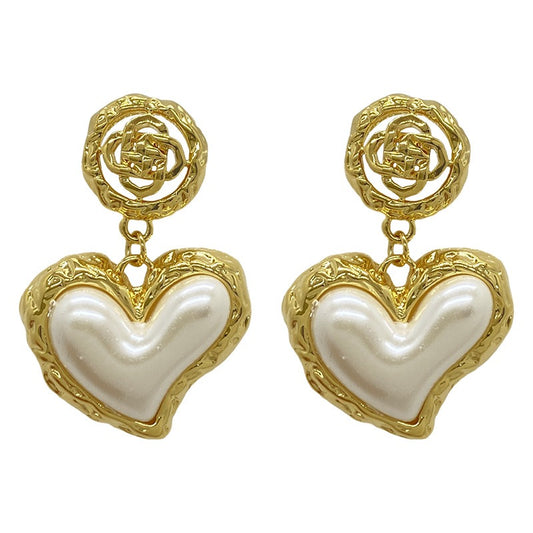 Emma Flower & Heart Dangle Earrings