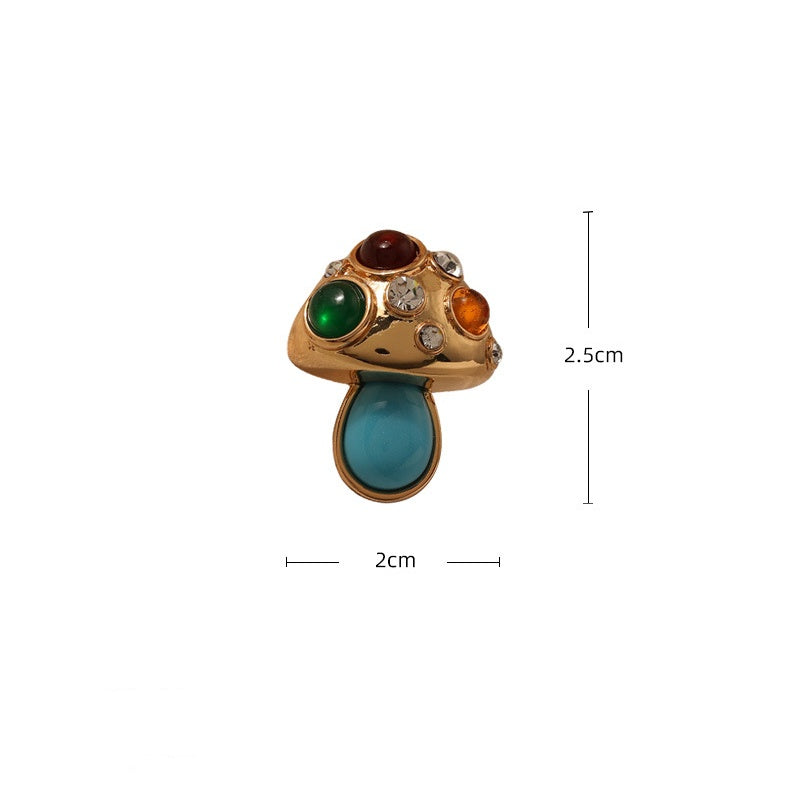 Turquoise Mushroom Color Gemstone Earrings