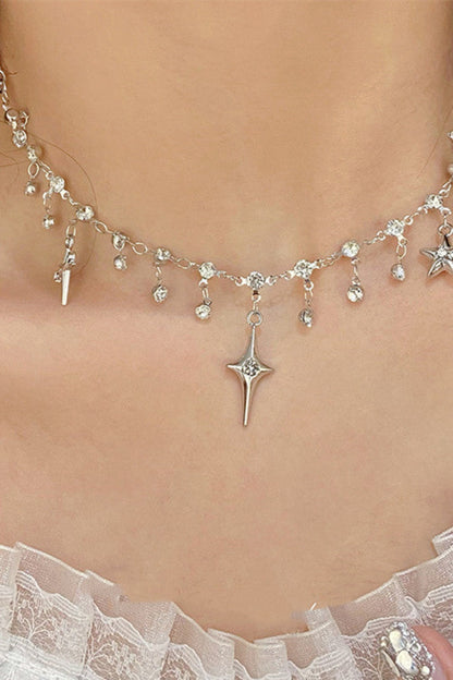 Camila Four-Point Star Cross Tassel Necklace