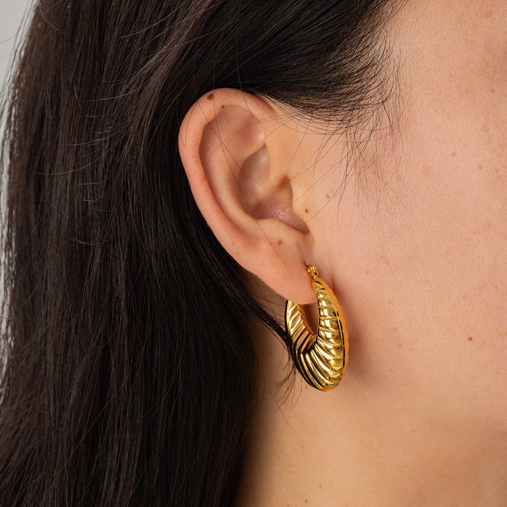 Wendy Horn Hollow Rib Earrings