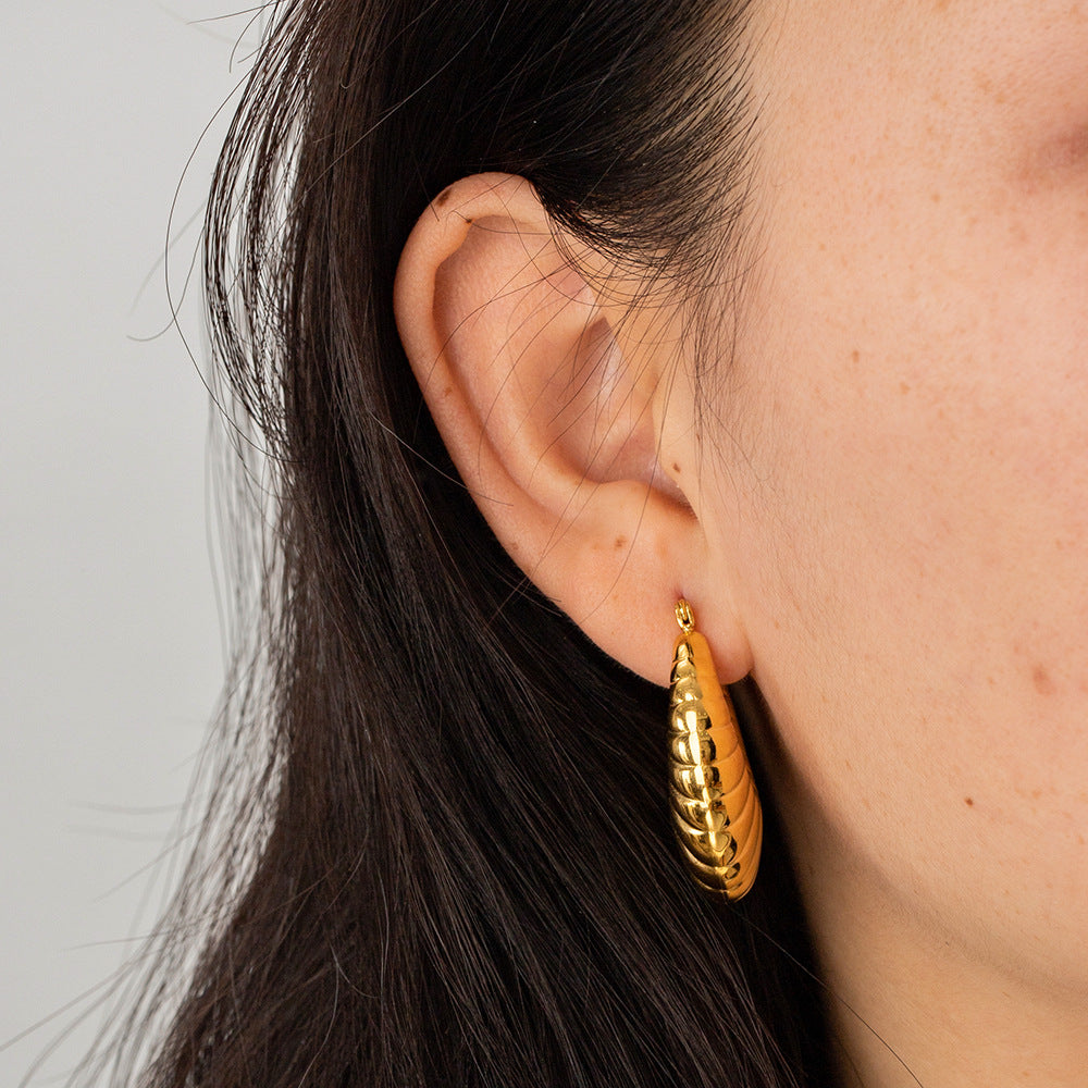 Wendy Horn Hollow Rib Earrings