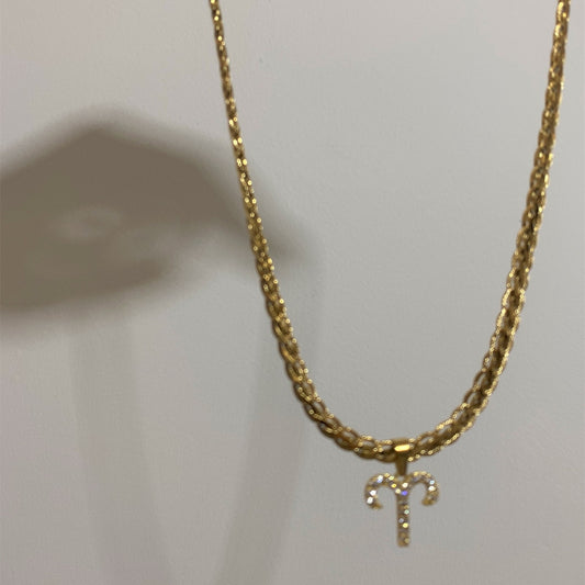 Vintage 18k Gold Plated Diamond Zodiac Necklaces