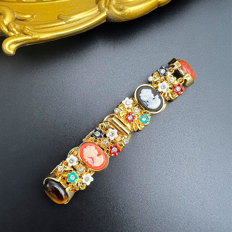 Vintage Camio Embossed Gem  Bracelet