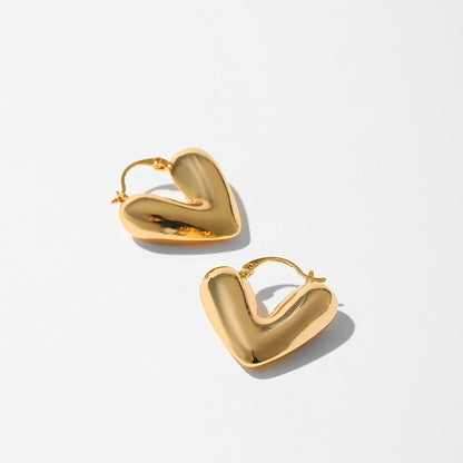 Heart Metal Texture Frosty Style Earrings