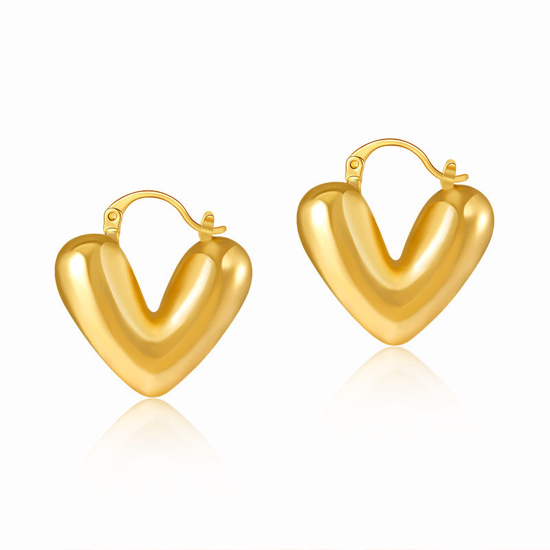Heart Metal Texture Frosty Style Earrings