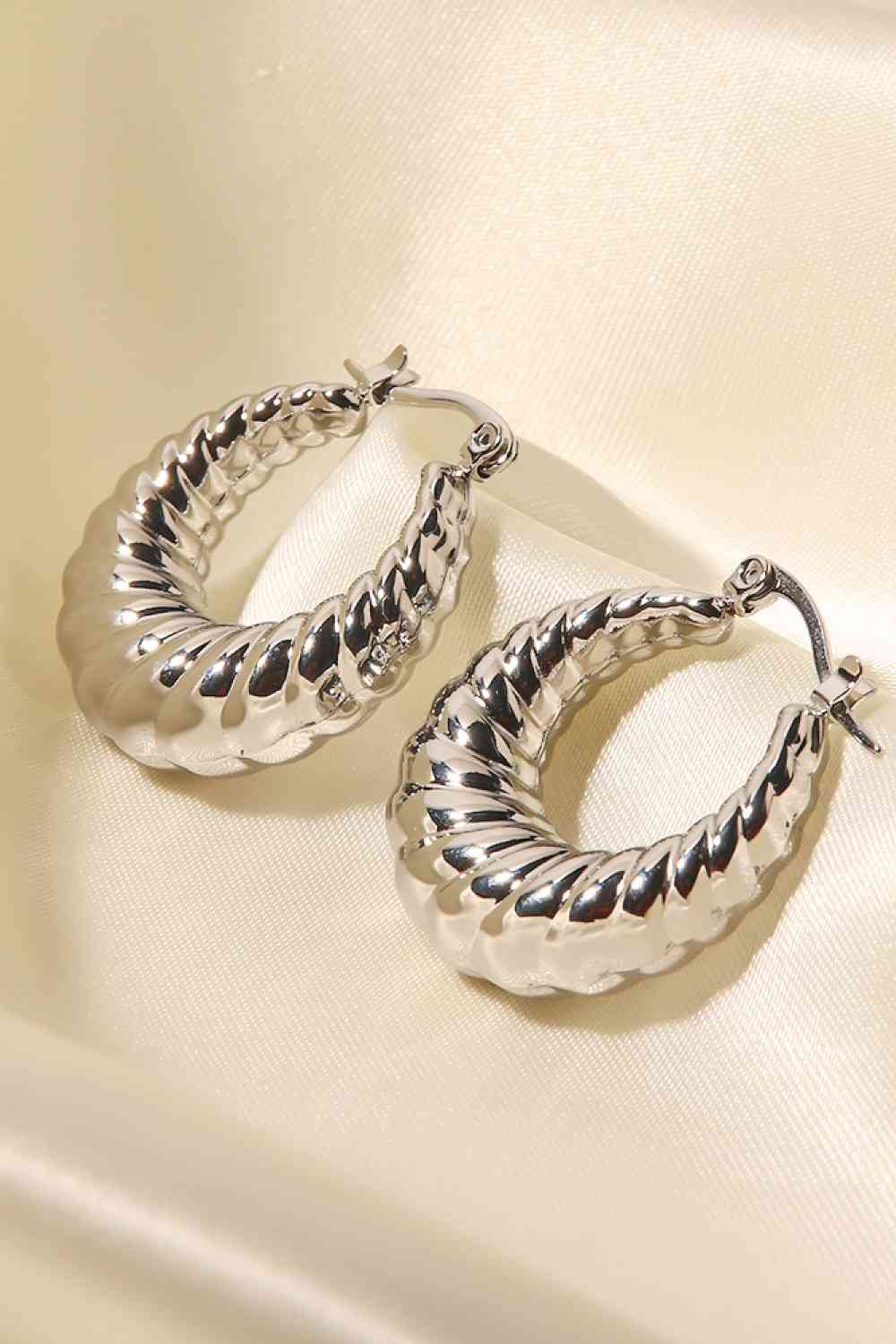Imani Textured Stainless Steel Hoop Earrings
