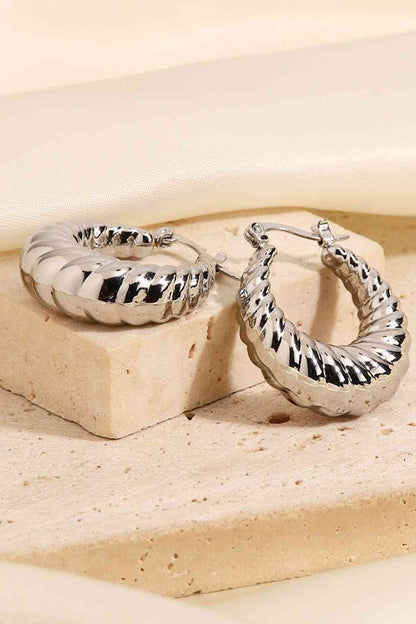 Imani Textured Stainless Steel Hoop Earrings