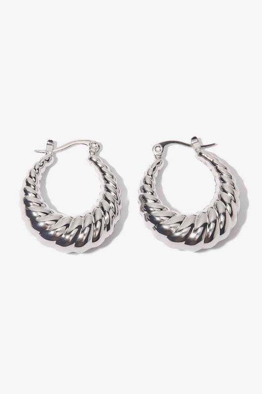 Imani Textured Stainless Steel Hoop Earrings