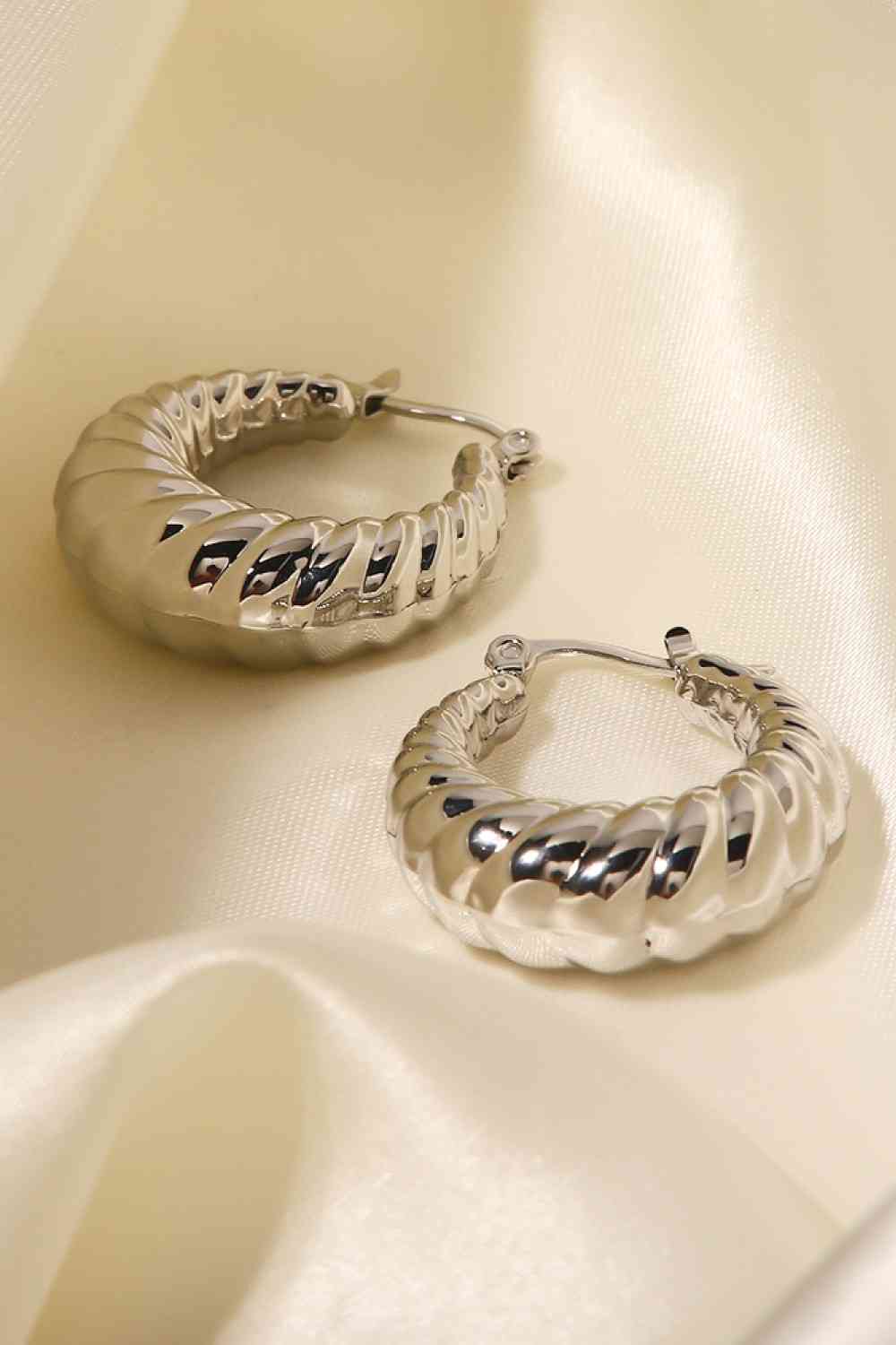 Imani Textured Stainless Steel Hoop Earrings