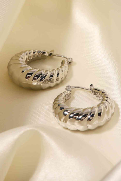 Imani Textured Stainless Steel Hoop Earrings