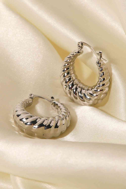 Imani Textured Stainless Steel Hoop Earrings